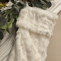 White Faux Fur Christmas stocking