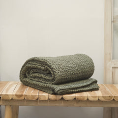 Waffle throw, olive 180cm x 260cm