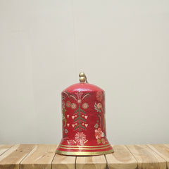 Papermache red reindeer bell