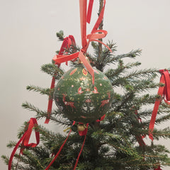 Papermache Green Festive Bauble