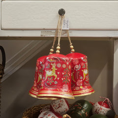 Papermache red reindeer bell