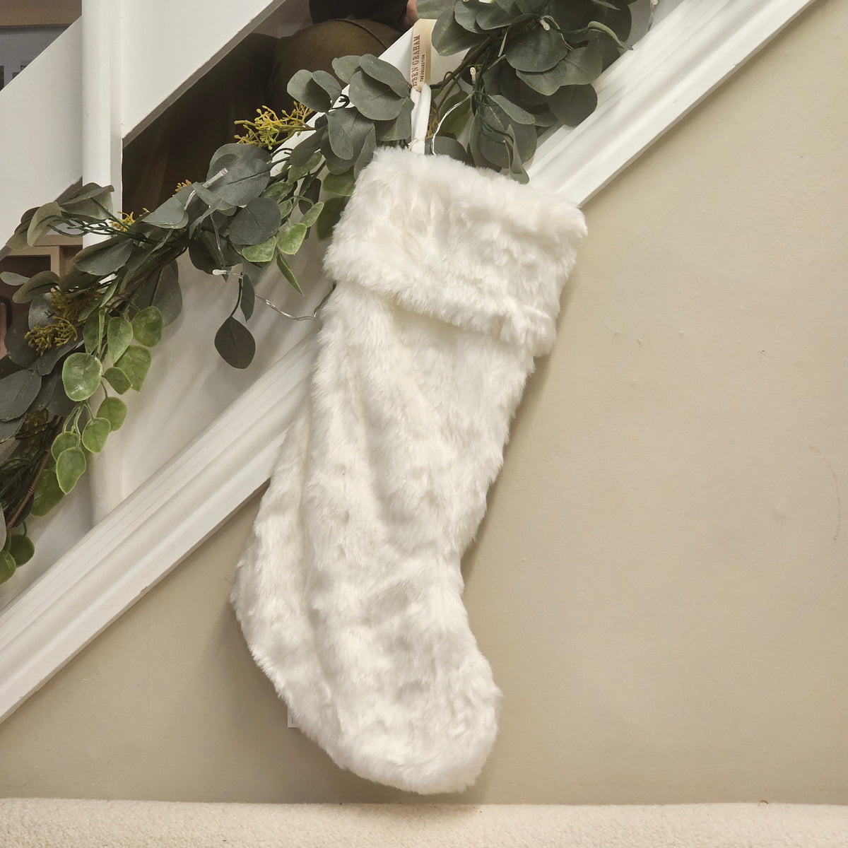 White Faux Fur Christmas stocking