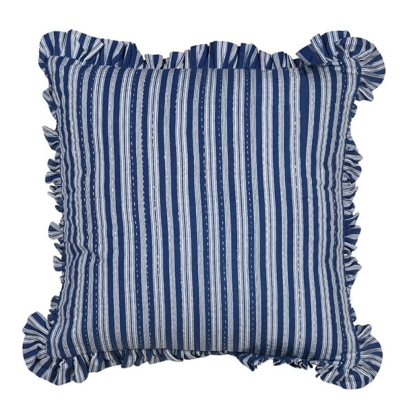 Stripe kantha frill cushion